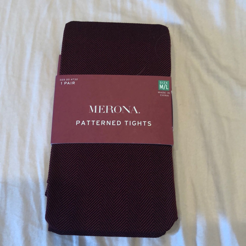 Merona Patterned Tights, M/L, Berry Maroon